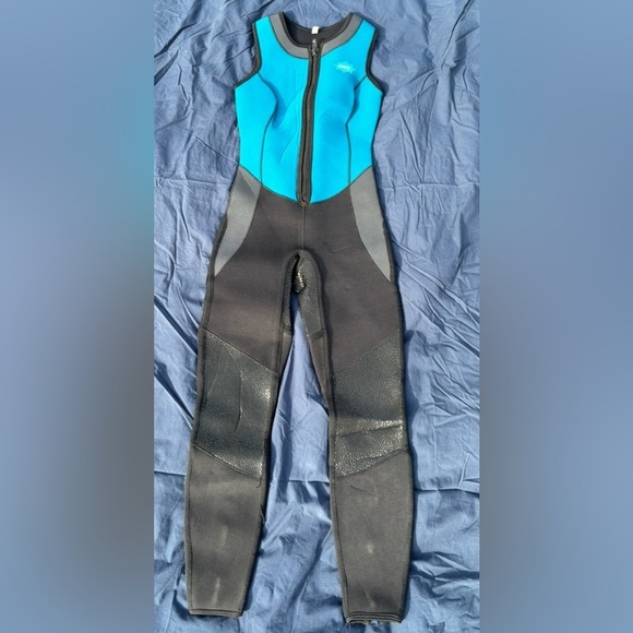 MTI Sleeveless Ankle Zip Blue & Black Wetsuit Size M - Picture 1 of 7